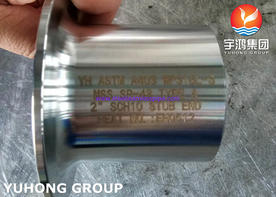ASTM A403 WP316L-S Stub End TYP A BW Oil Gas Petrochemia Gaz ziemny