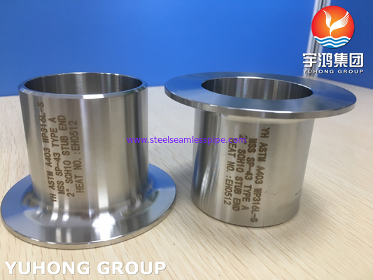 ASTM A403 WP316L-S Stub End TYP A BW Oil Gas Petrochemia Gaz ziemny