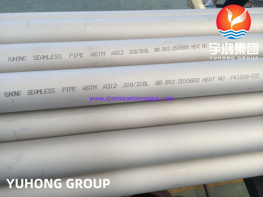 Tubos de Acero Inoxidable Sin Costura ASTM A312 TP304L TP316L Annealed Trawienie 100% UT ET