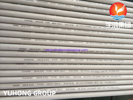 Tubos de Acero Inoxidable Sin Costura ASTM A312 TP304L TP316L Annealed Trawienie 100% UT ET