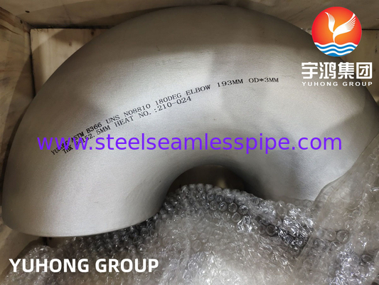 ASTM B366 UNS N08810 Incoloy 800H Nikkel Alloy Steel 180° Elbow B16.9 dla układu rur