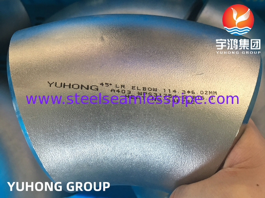 Wyroby ze stali nierdzewnej ASTM A403 WPS31254-S 90°LR 45°LR ELBOW B16.9
