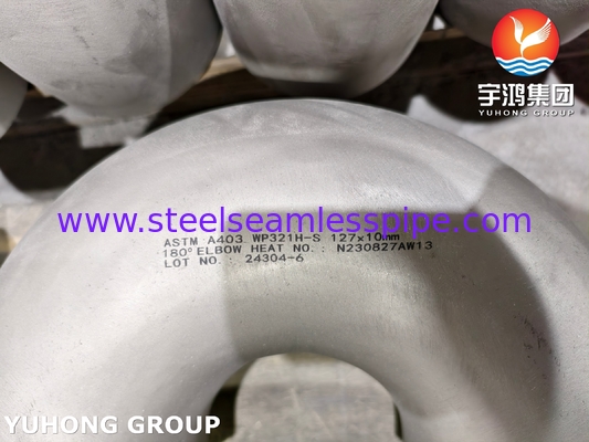 ASTM A403 / ASME SA403 WP321H Bezszwankowa kształtka ze stali nierdzewnej Kolano 180° B16.9