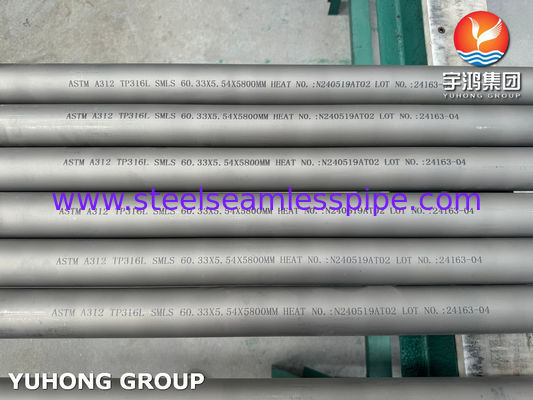 ASTM A312 TP316L Rurociąg bezszwodowy ze stali nierdzewnej z hydrostatycznym i ultradźwiękowym badaniem prądu wirusowego do zastosowań petrochemicznych