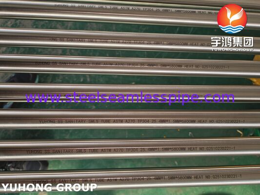 ASTM A270 TP304 Bezszwowa rura sanitarna ze stali nierdzewnej, wyżarzana na jasno, do przetwórstwa spożywczego