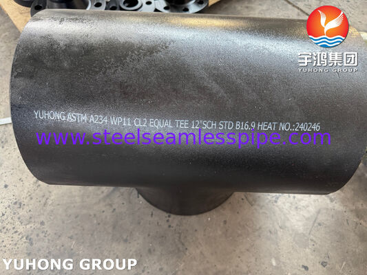 ASTM A234 WP11 CL2 Stopiona stal równomierna Tee CrMo Stopiona stal Buttweld Pipe Fitting B16.9