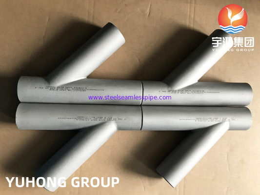 Stalowe podwójne ASTM A815 S31803, Y-Shaped Tee, Butt Weld Pipe Fitting B16.9