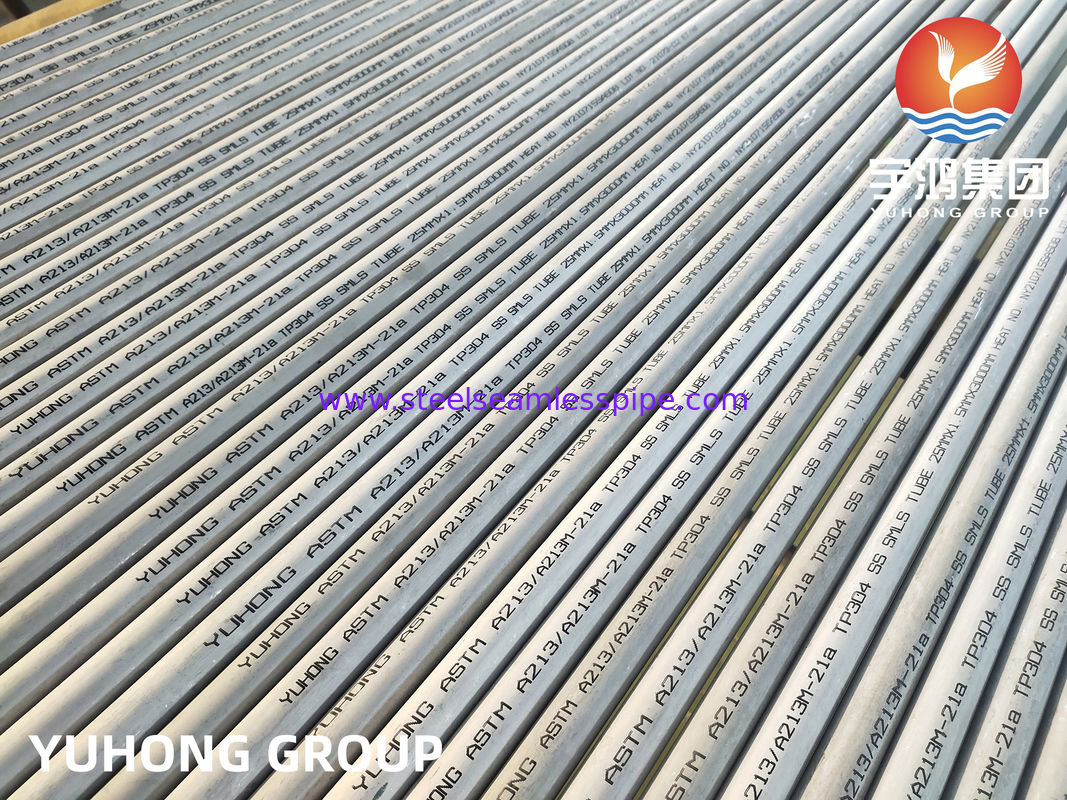 Bezszwowa rura ze stali nierdzewnej ASTM A213 TP304, trawiona i wyżarzana do wymienników ciepła i kotłów