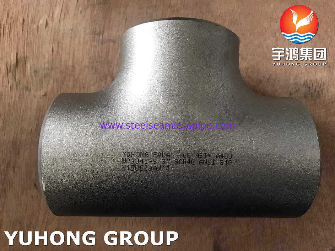 ASTM A403 WP304L-S Tee Butt Weld Armatura B16.9 Rura zaworu wymiennika ciepła oleju gazowego