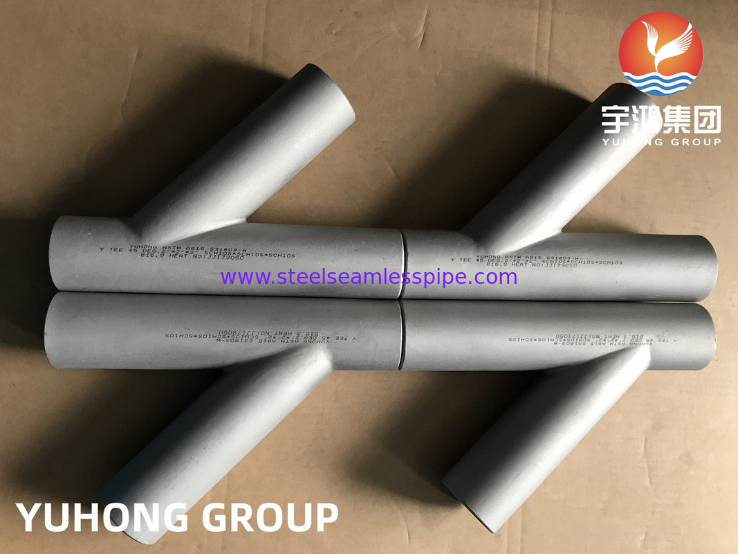 ASTM A815 S31803-W Y TEE Łącznik spawany doczołowo B16.9 Nawóz do rafinacji ropy naftowej Gaz