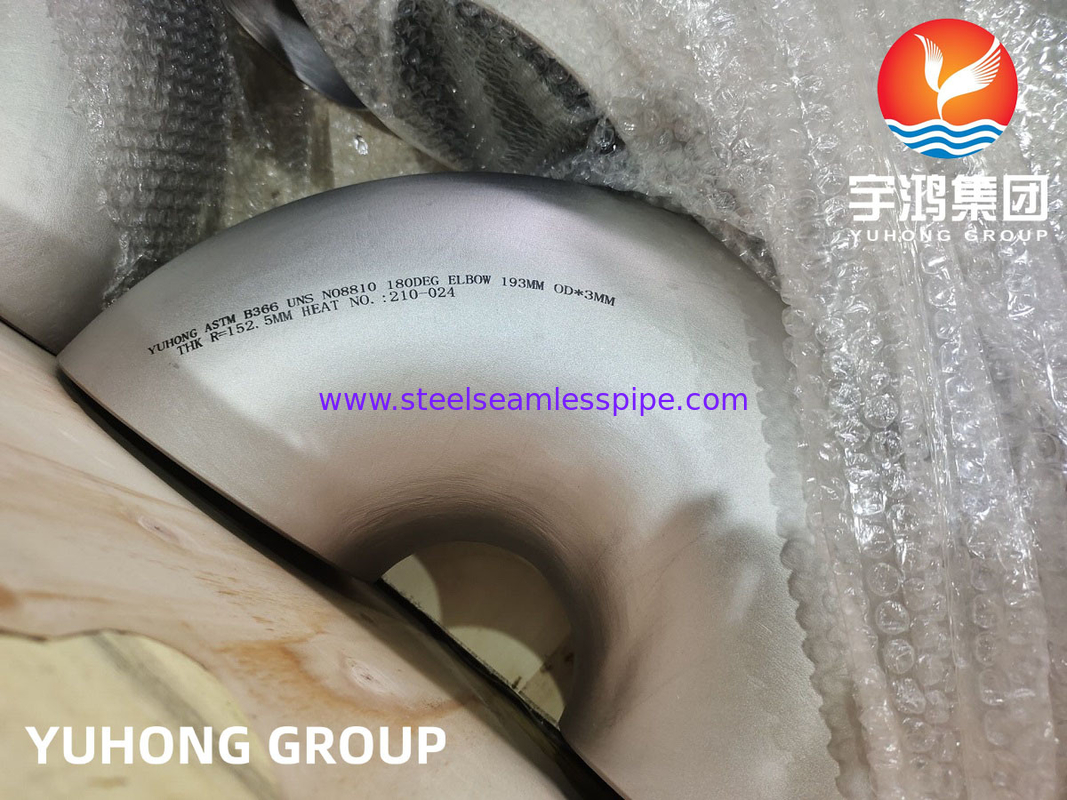 ASTM B366 UNS N08810 Incoloy 800H Nikkel Alloy Steel 180° Elbow B16.9 dla układu rur