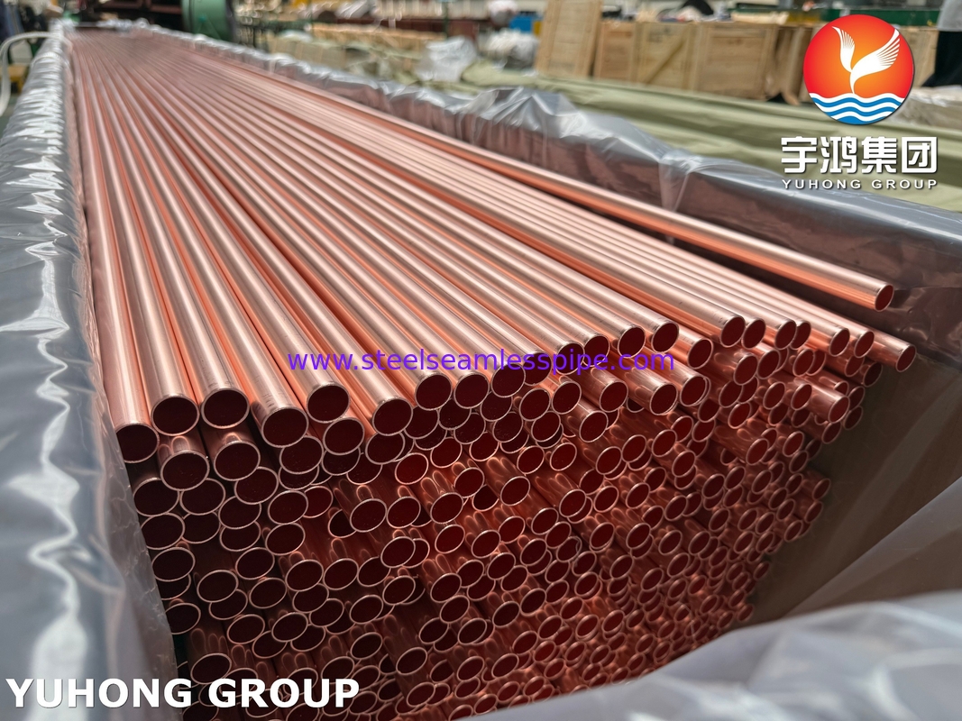 Miedziane i miedziane stopy rur bez szwu do skraplaczy ASTM B111 C12200 99.9Cu H55 H80