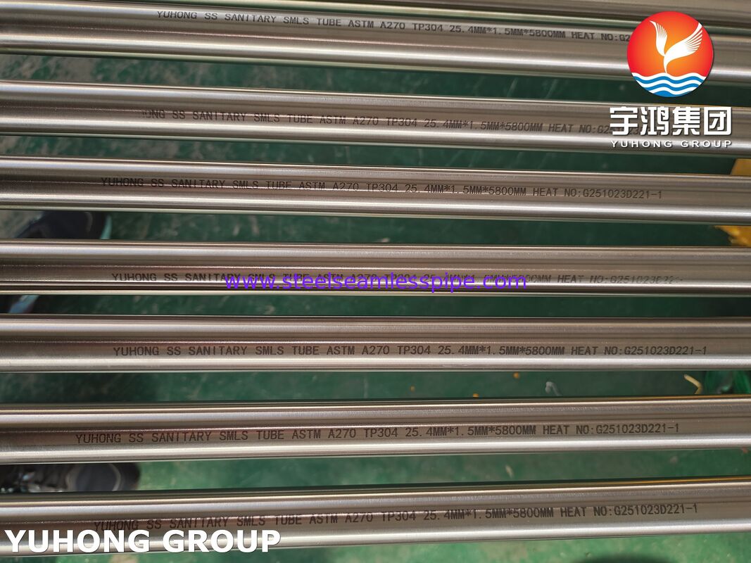 ASTM A270 TP304 Bezszwowa rura sanitarna ze stali nierdzewnej, wyżarzana na jasno, do przetwórstwa spożywczego